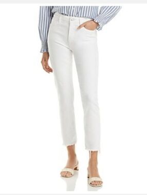 Paige Verdugo Crop White Raw Hem Jeans